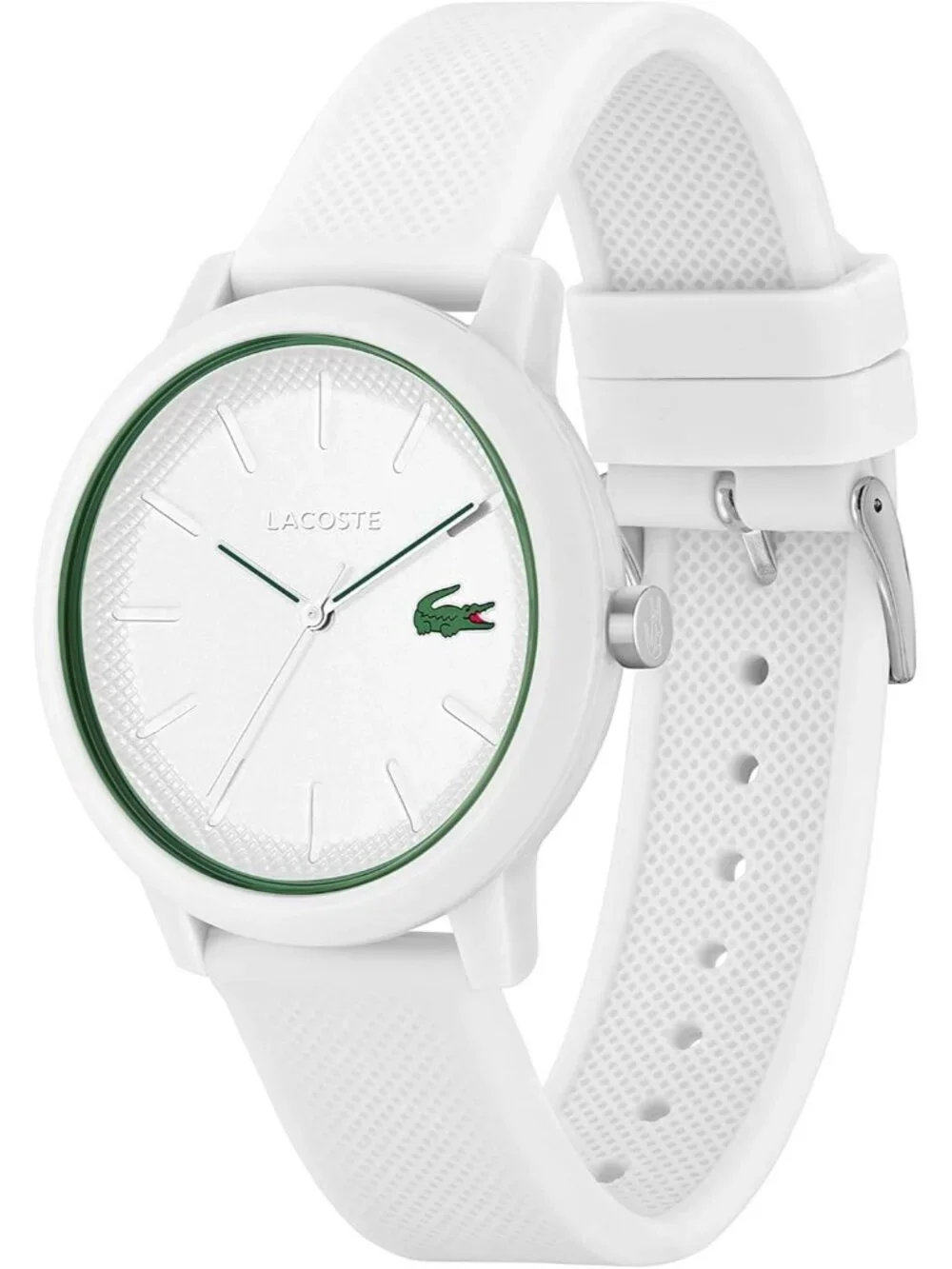 Men's White Rubber Strap Analog Quartz TR90 Case Premium Sporty Round Watch